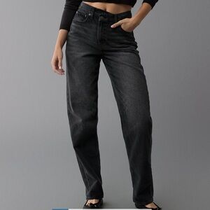 American Eagle Super Hi Rise Women's Black Straight Leg Jeans-14 Long